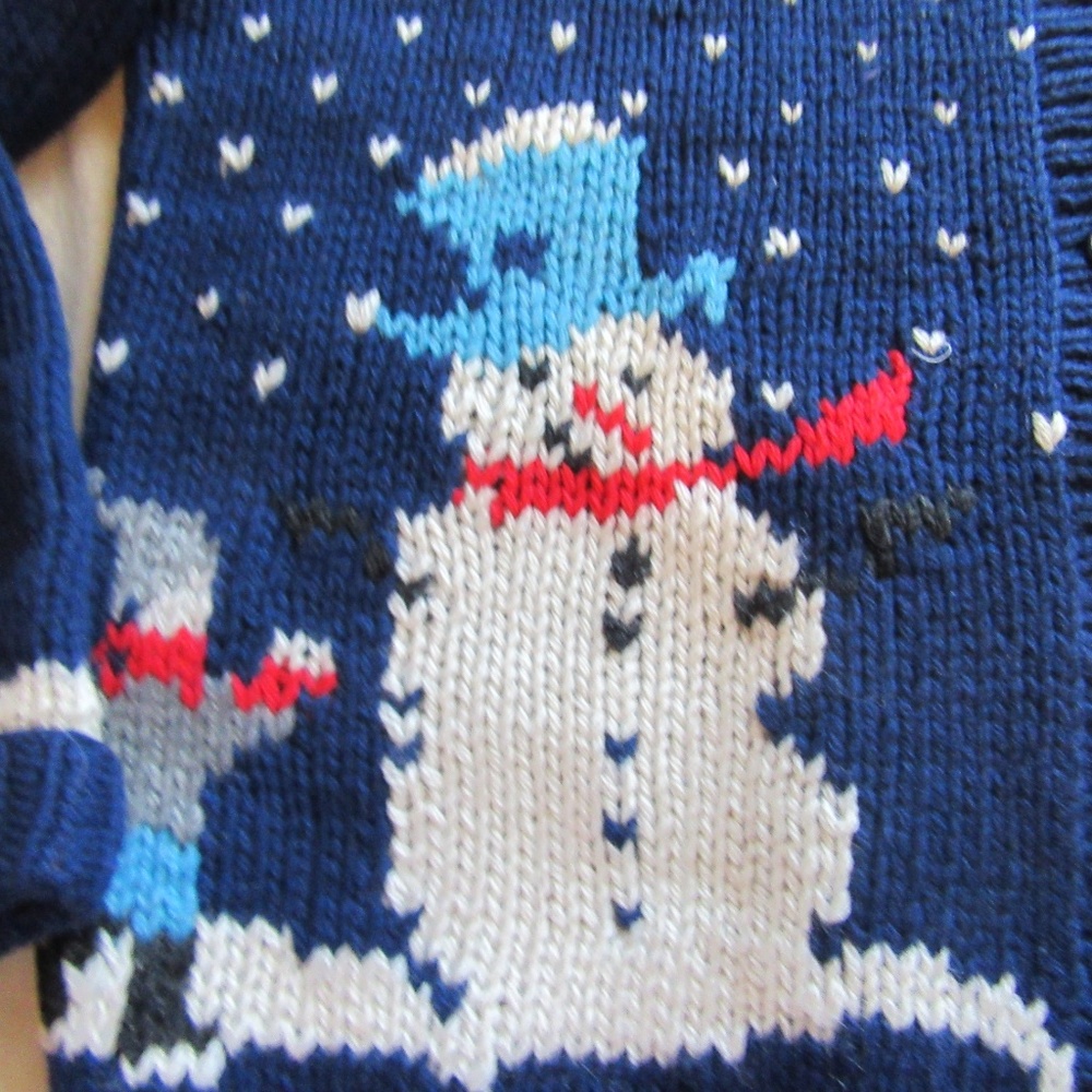 Vtg Woolrich Snowman Ski Holiday Cardigan Sweater - Picture 2 of 8